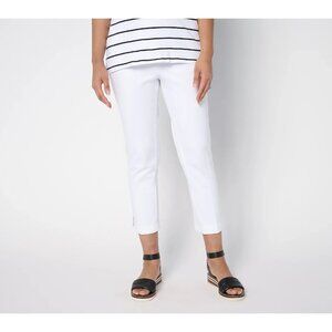 Isaac Mizrahi Live! Icon Straight Leg Crop Pants Bright White Reg 10 A675363